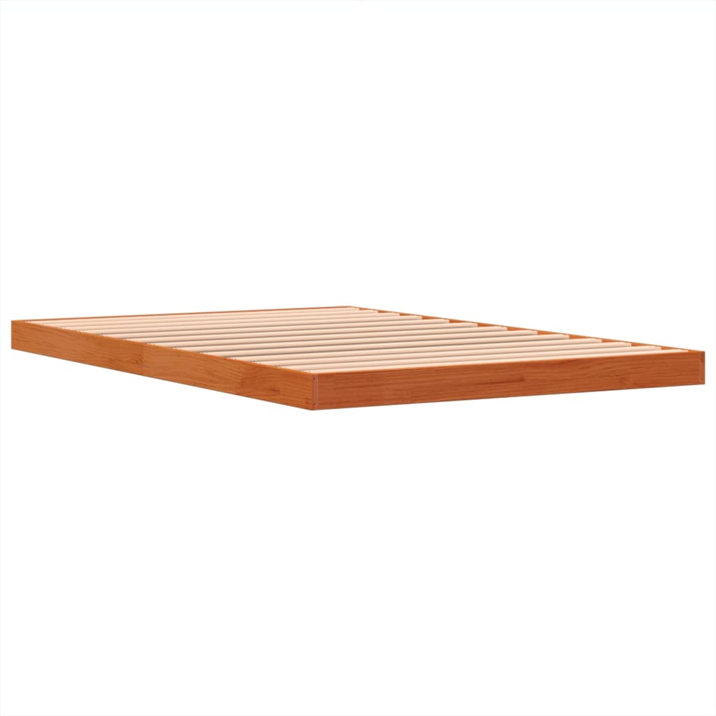 Bed Frame without Mattress Wax Brown 120x190 cm Small Double Solid Wood Pine